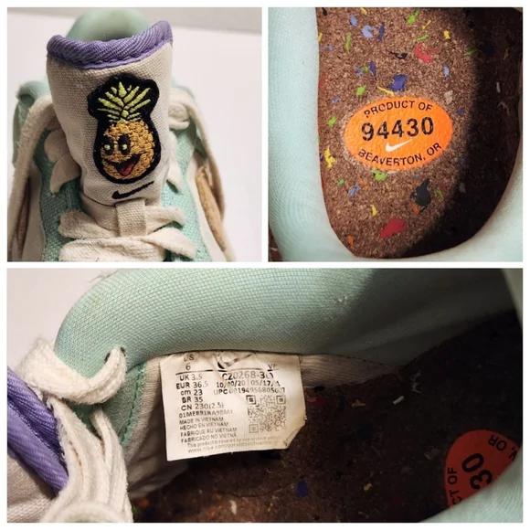 Nike Air Force 1 Low Happy Pineapple Canvas Sneakers Green Size 6 - Picture 11 of 11